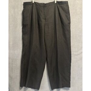 Talbots 100% Irish Linen Pants Lined Plus Size 18W Black Career Elastic Waist